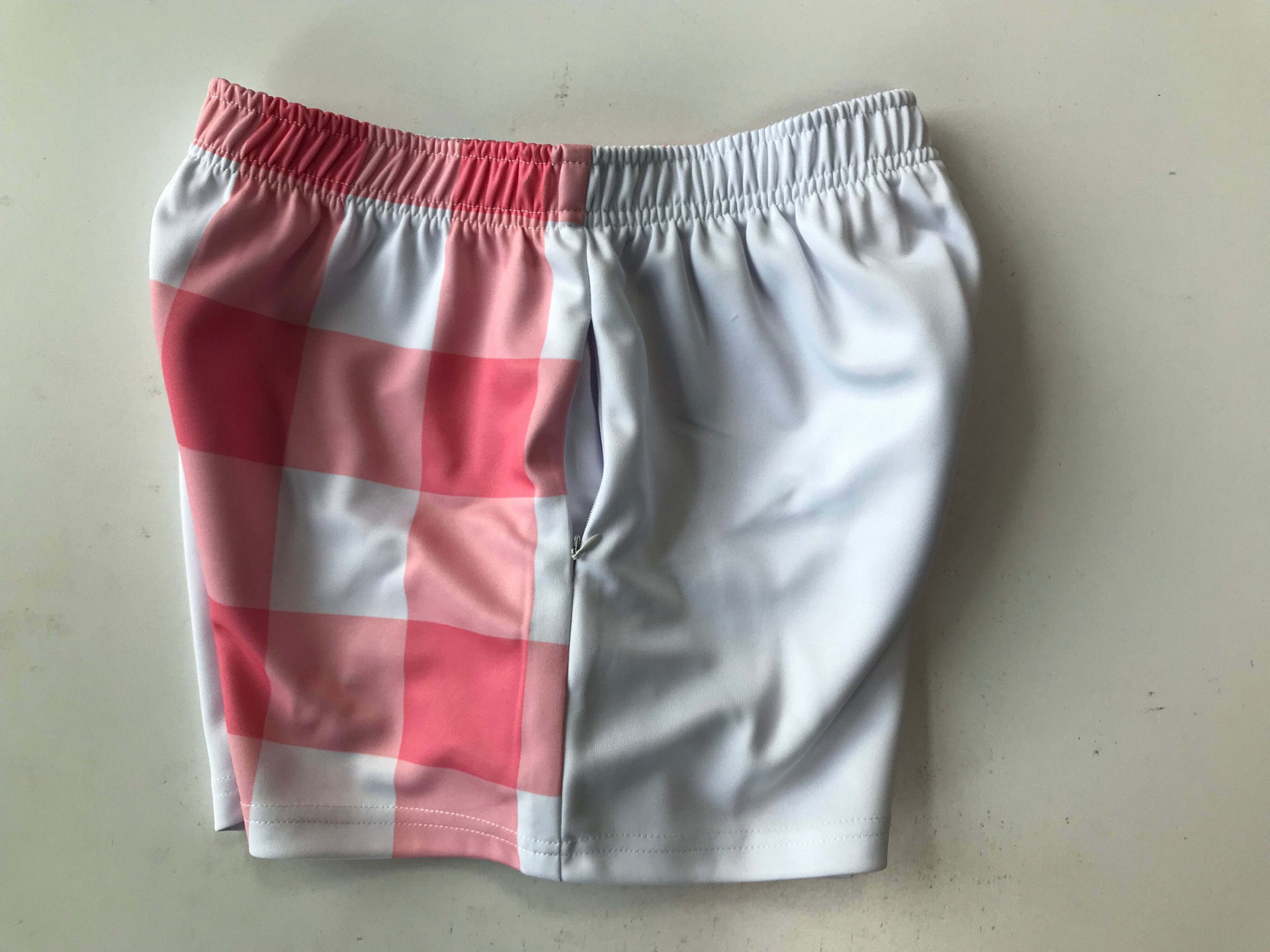 Pink Gingham Footy Shorts